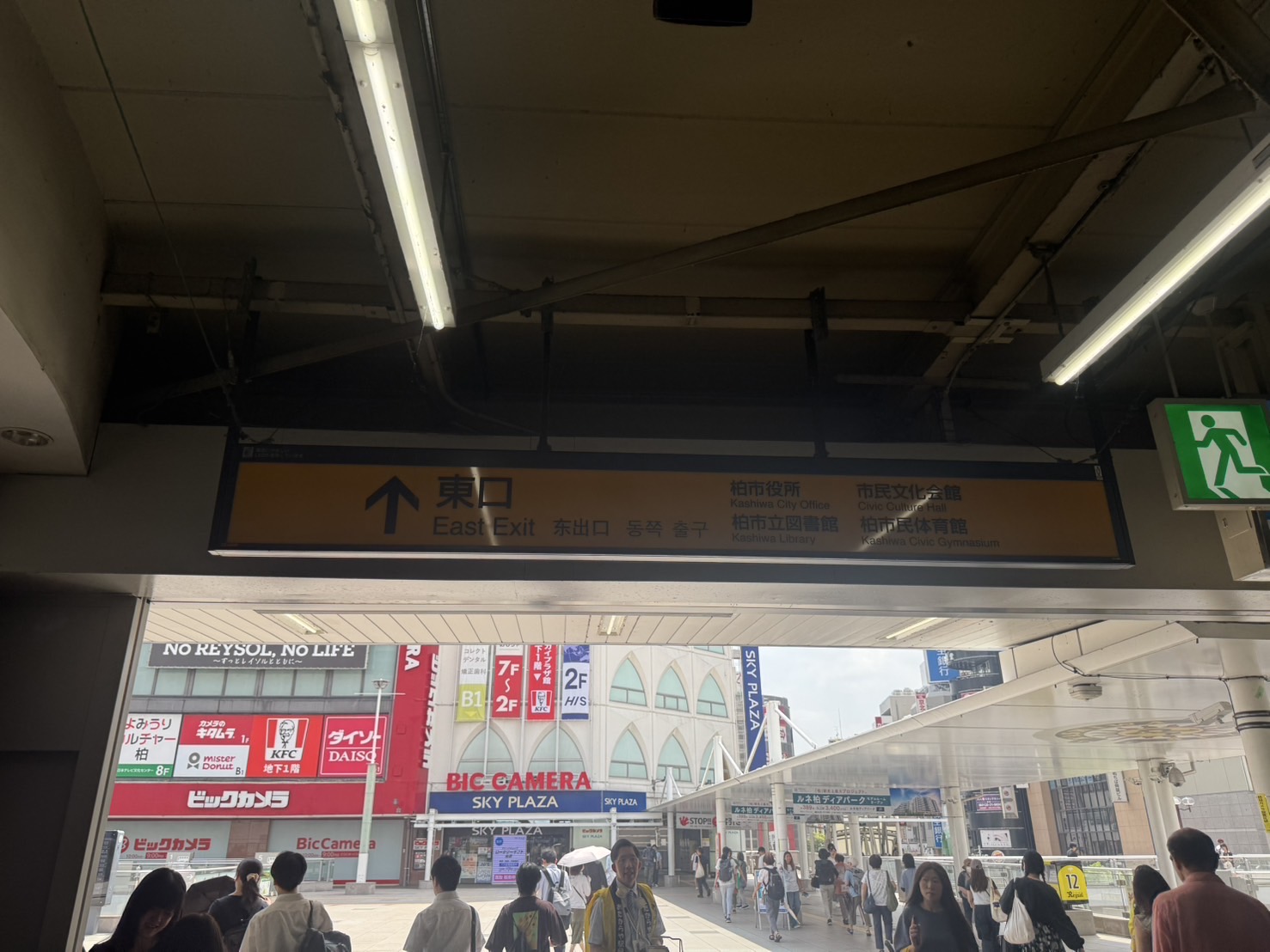 柏駅東口を出ると、ビックカメラ柏店が目の前に見えるので、直進してください。